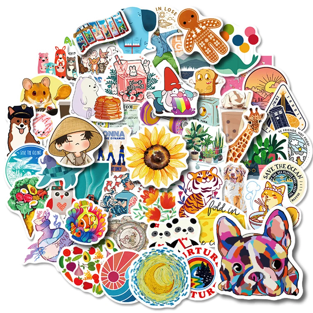 

10/30/50PCS Small Fresh Stickers DIY Waterproof Luggage Stickers Water Cup Aesthetics Graffiti VSCO Stickers Wholesale