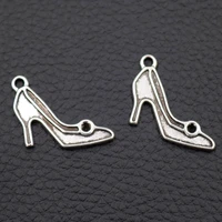 10pcs high heels shoes charms 1827mm silver plated pendant retro jewelry making diy handmade craft for bracelet necklace a1995