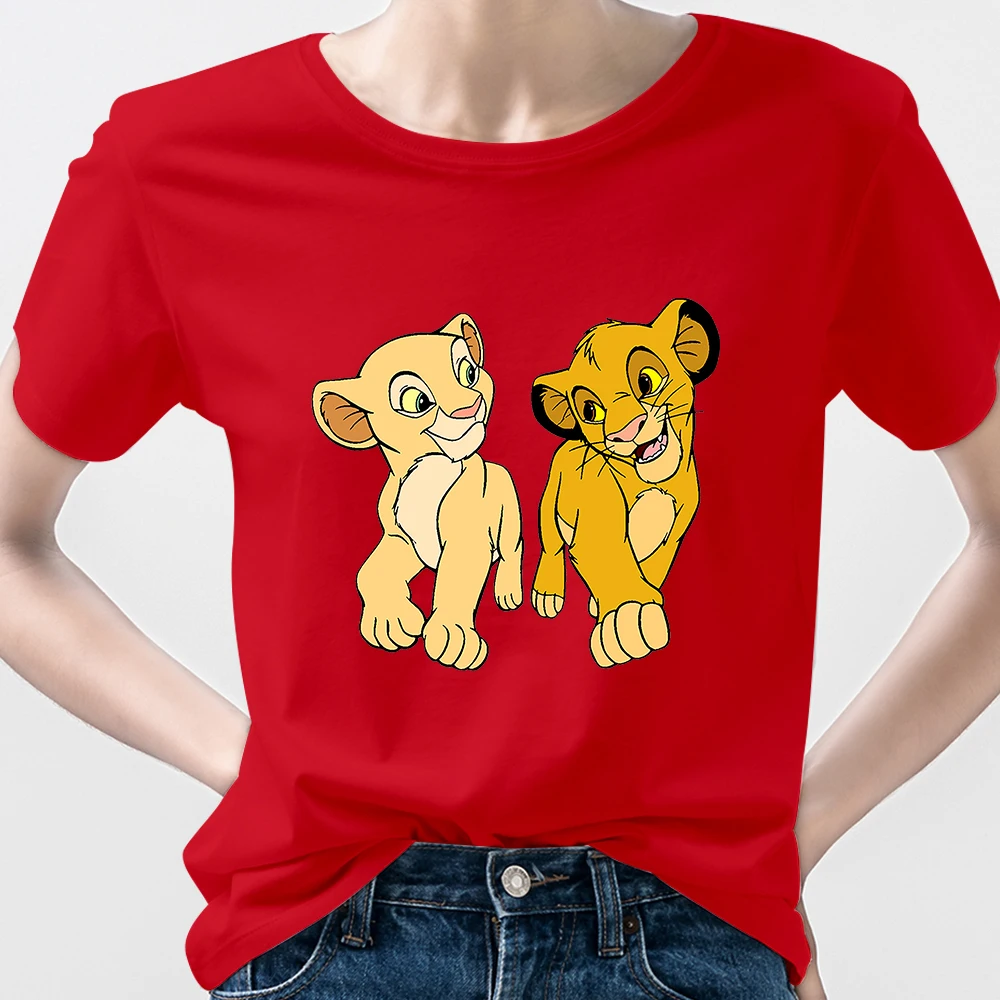 Simba Lion King Nala Women's Trend T-Shirt Lady and The Tramp Cartoon Summer Short Sleeve Best Friends Forever Matching 7 Colors