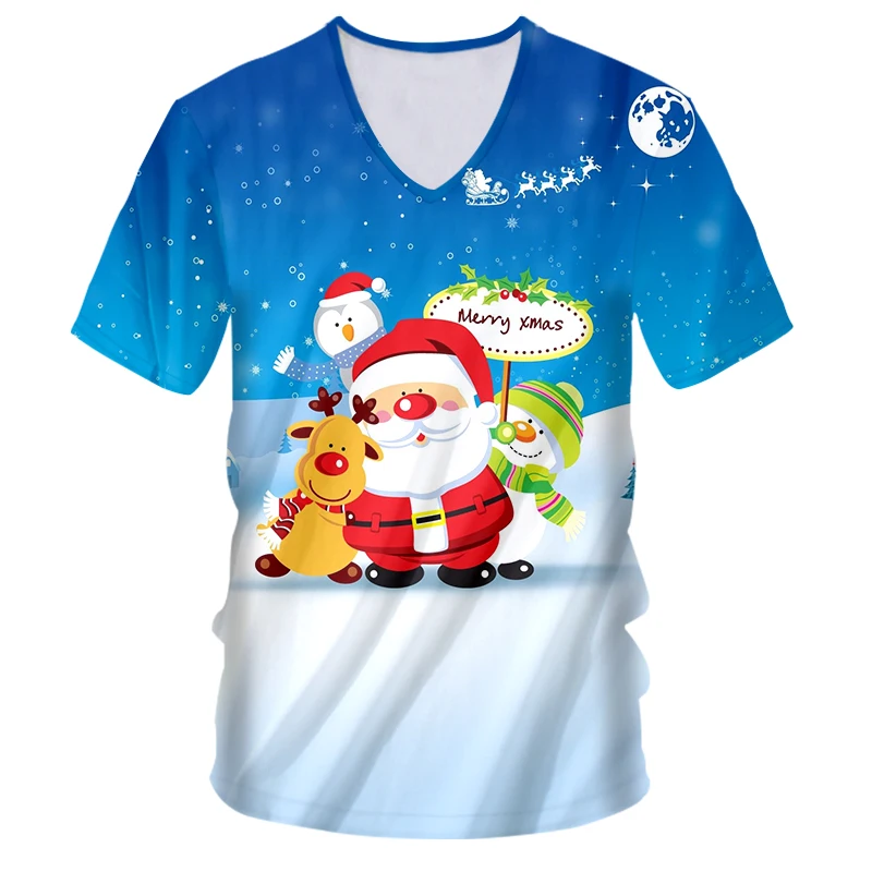 IFPD ЕС Размеры Мужские футболки в рождественском стиле 3D с симпатичным печатным