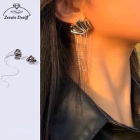 asymmetrical exaggerated metal curved tassel earrings jewelry earrings for women 2021 punk korean fashion earrings