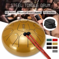 10 inch 11 notes major steel tongue drum hand tankdrum with drum mallet with finger cots yoga meditation relax