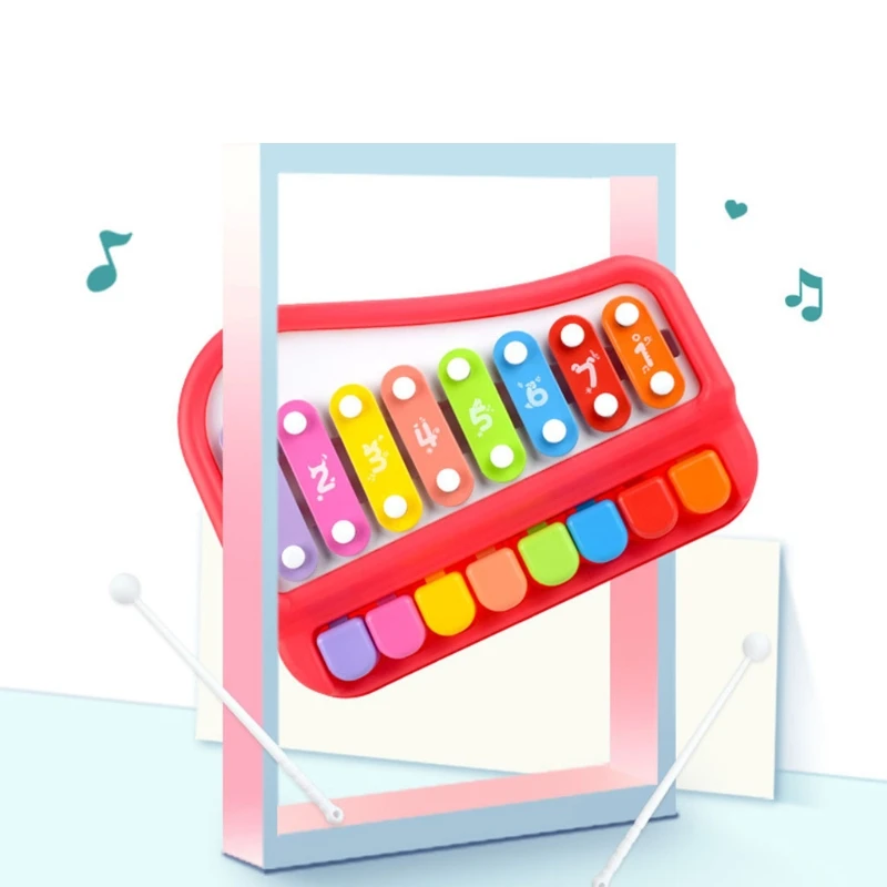 

2 in 1 Baby Piano Xylophone with 8 Multicolored Keyboard Preschool Educational Musical Learning Instrument Toys Gift