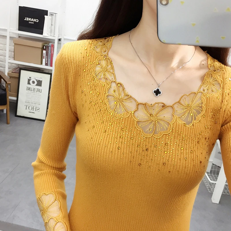 Женский кружевной джемпер с вышивкой и круглым вырезом | Женская одежда