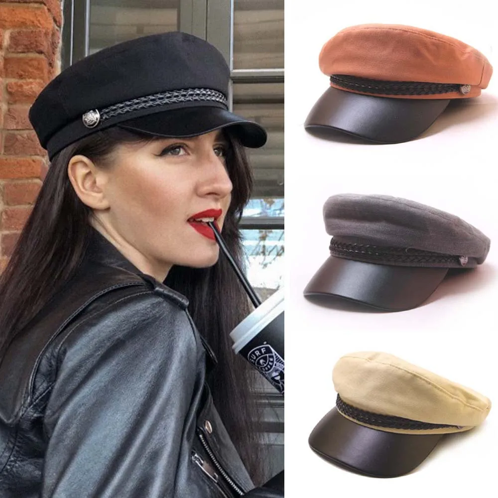 

Женская шапка, берет для девушек, берет для французского художника, вязаная вручную Шапка-бини с имитацией, шапка, винтажная простая элегант...