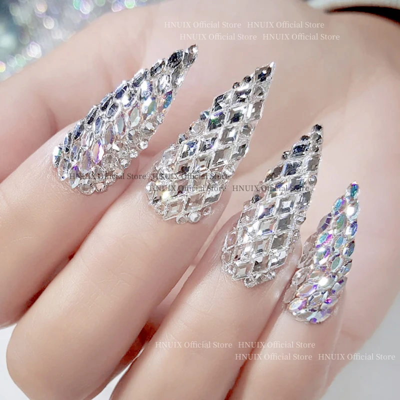 

1Box Glitter Rhinestones AB Flat Back Shiny Stones Rhombus Nail Art Manicure Decorations Nail gems Crystal Accessories