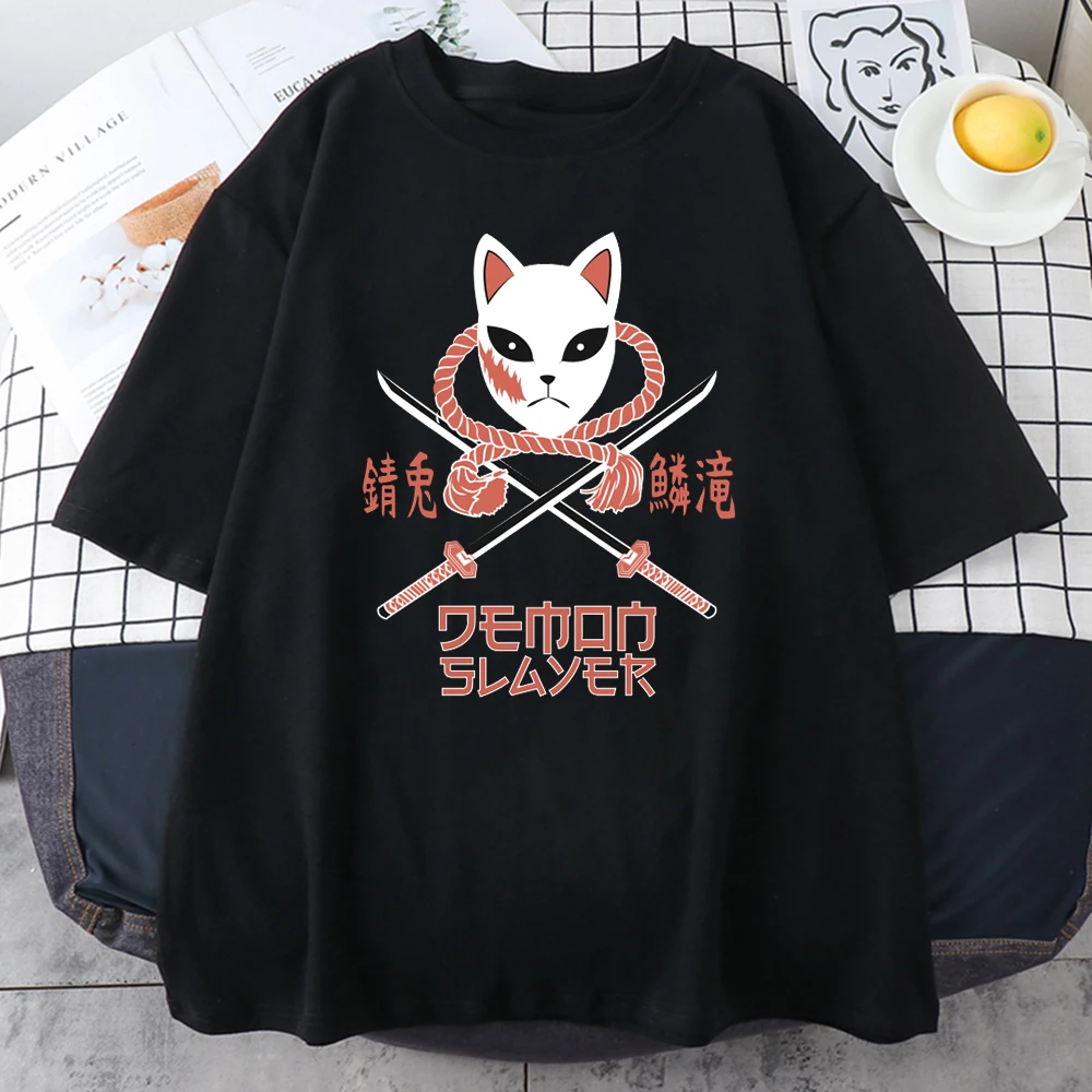 

100% Cotton Demon Slayer -Sabito Printing Man T Shirts Vintage Comfortable Clothes Regular Sleeve T-Shirts Oversized O-Neck
