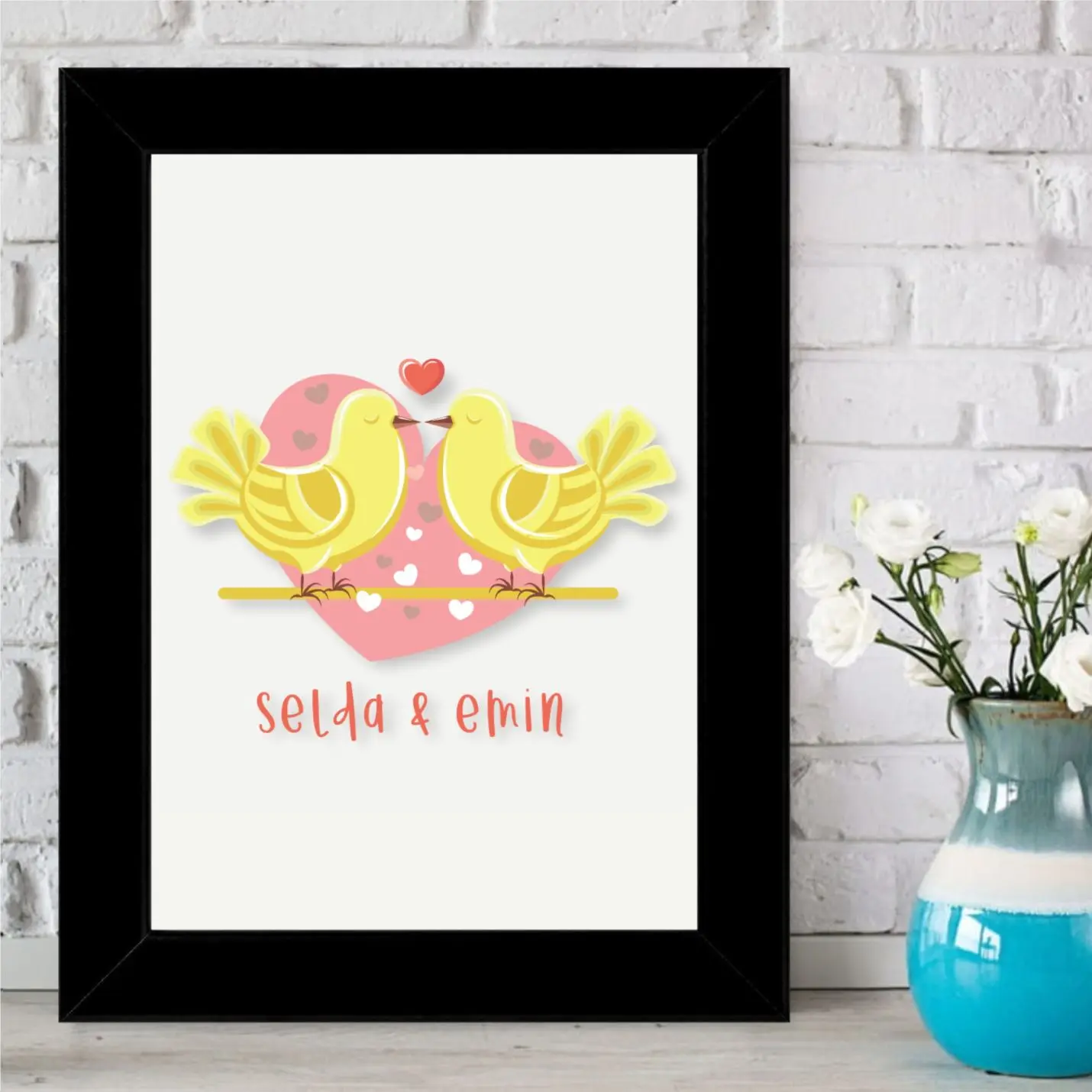

Personalized Love Birds Framed Board