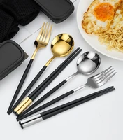 3pc high end tableware student spoon chopsticks fork cutlery with box household dinner tool stainless steel dinner tableware set