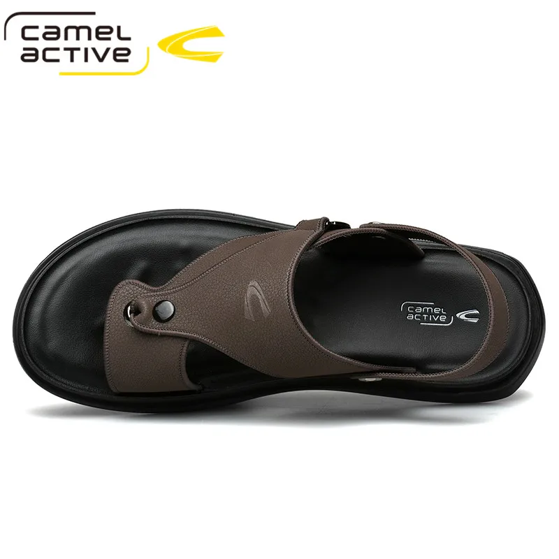Мужские кожаные сандалии Camel Active коричневые удобные с ремешком и пряжкой пляжная