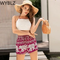 wyblz 2021 summer women elegant vacation print spaghetti strap v neck crop top short sets casual 2 piece outfits for women