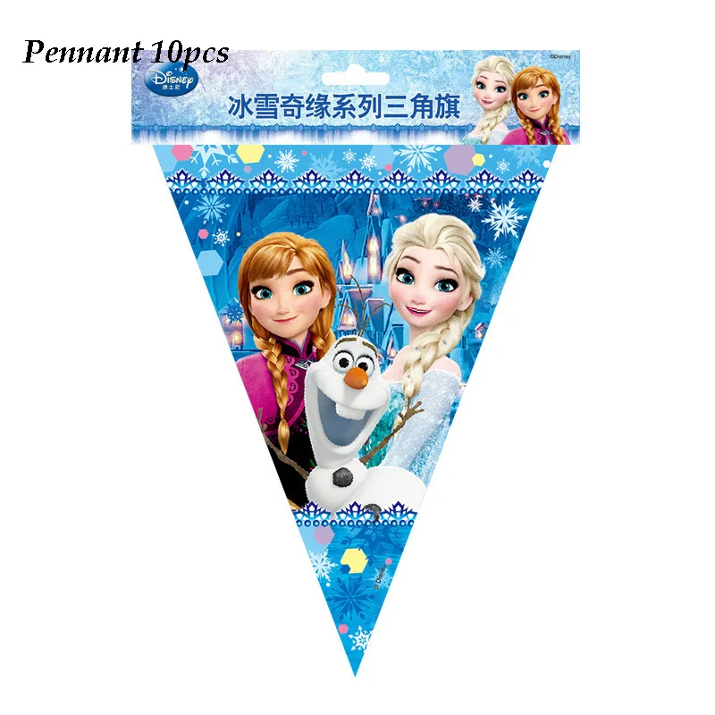 Flag 1pc Дисней Холодное сердце принцесса Снежная королева тематическая вечеринка на день рождения украшения Детские вечерние принадлежности для девочек Декор Детский день рождения набор посуды - Color: Flag 1pc
