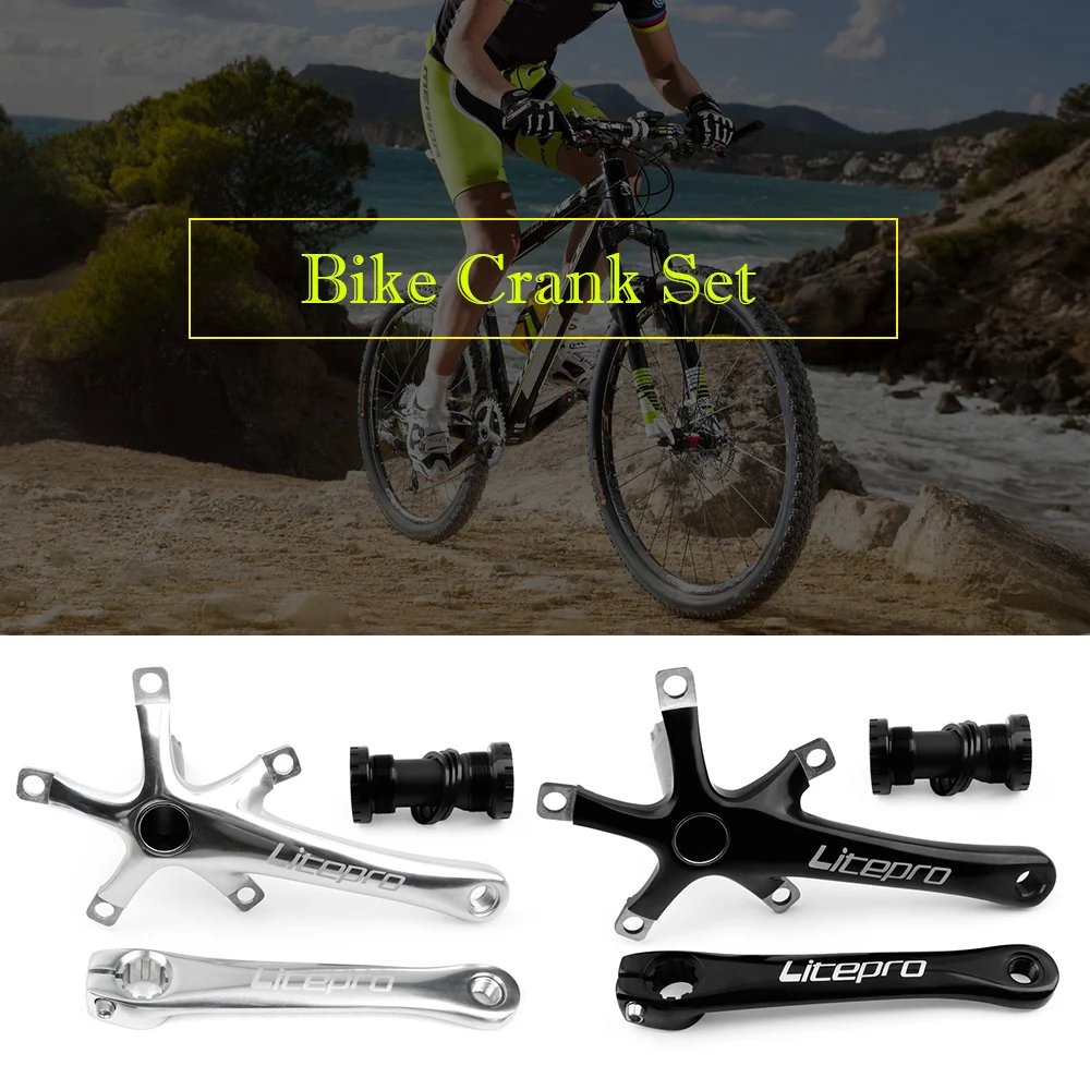 

MTB Bike Crankset With Bottom Aluminum Alloy Bicycle Crank Set MTB Crank Bike Parts Foling Bike Crankset 170MM 130BCD