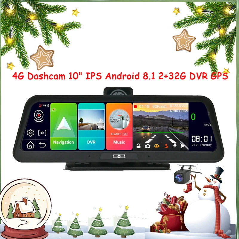 

Видеорегистратор автомобильный, 10 дюймов, Android 8,1, ADAS, 4G, Wi-Fi, GPS, Bluetooth, Full HD 1080P, 32 ГБ