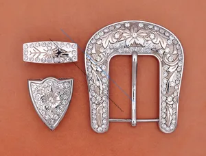 Пряжка для ремня в ковбойском стиле, серебристая, с цветочным принтом, стразы, 40 мм