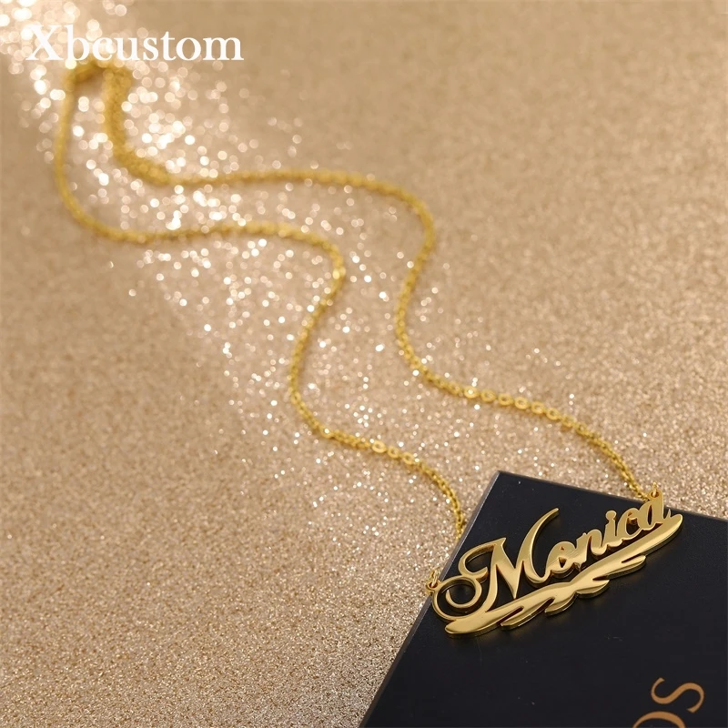 Ожерелье с именем на заказ звено из нержавеющей стали крылья ангела Женские