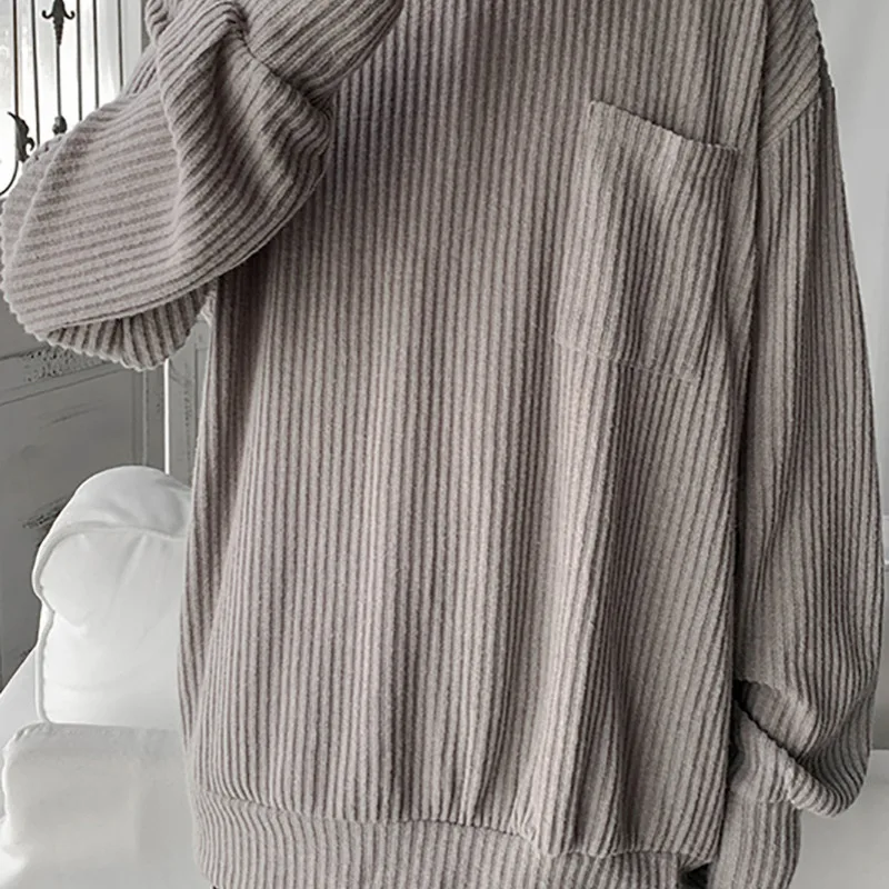 Мужской свитер теплый модный однотонный Повседневный круглый вырез вязаный