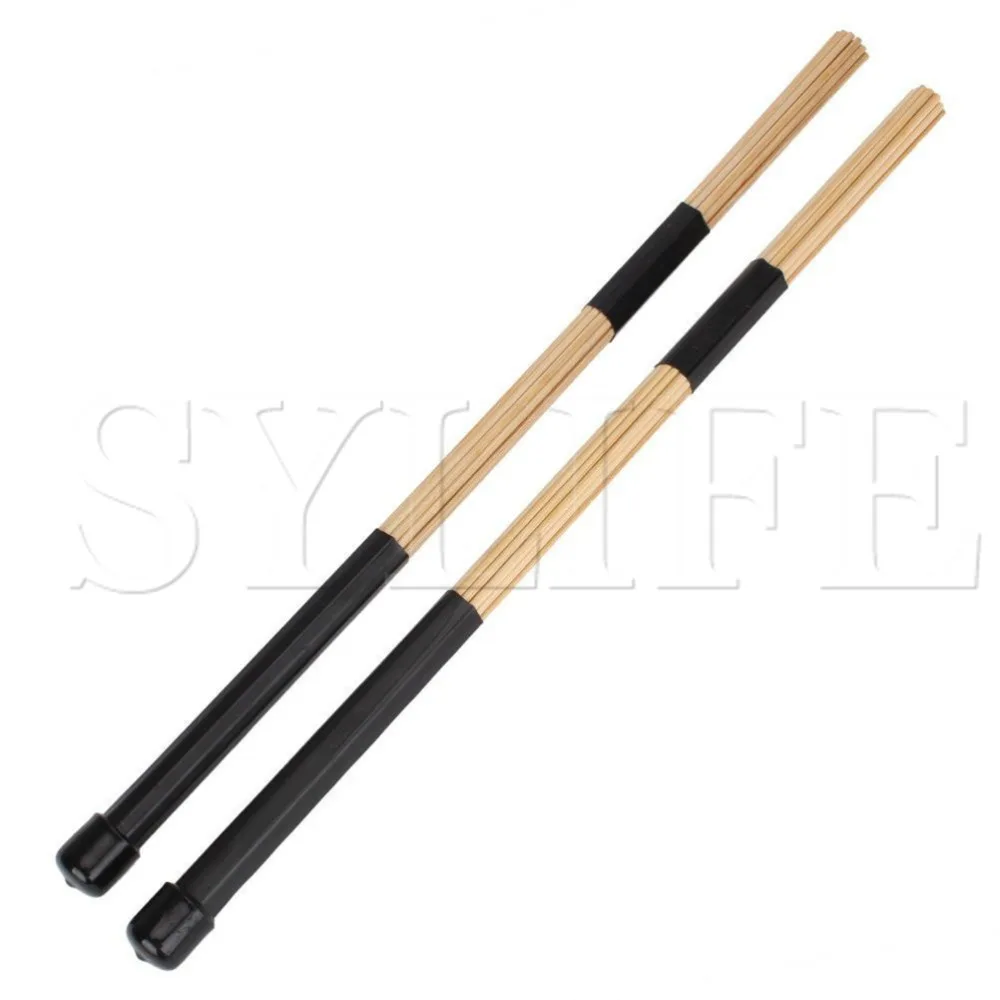 

1 Pair Black Beige Jazz Drum Brushes Drum Sticks 0.59" Diameter Bamboo