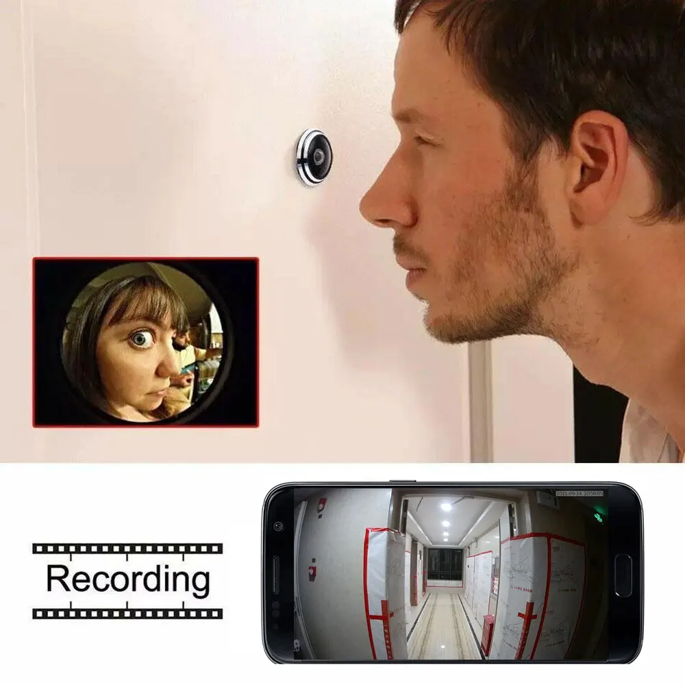 Дверной глазок с отверстием для безопасности Tuya 1080P широкий угол рыбий глаз