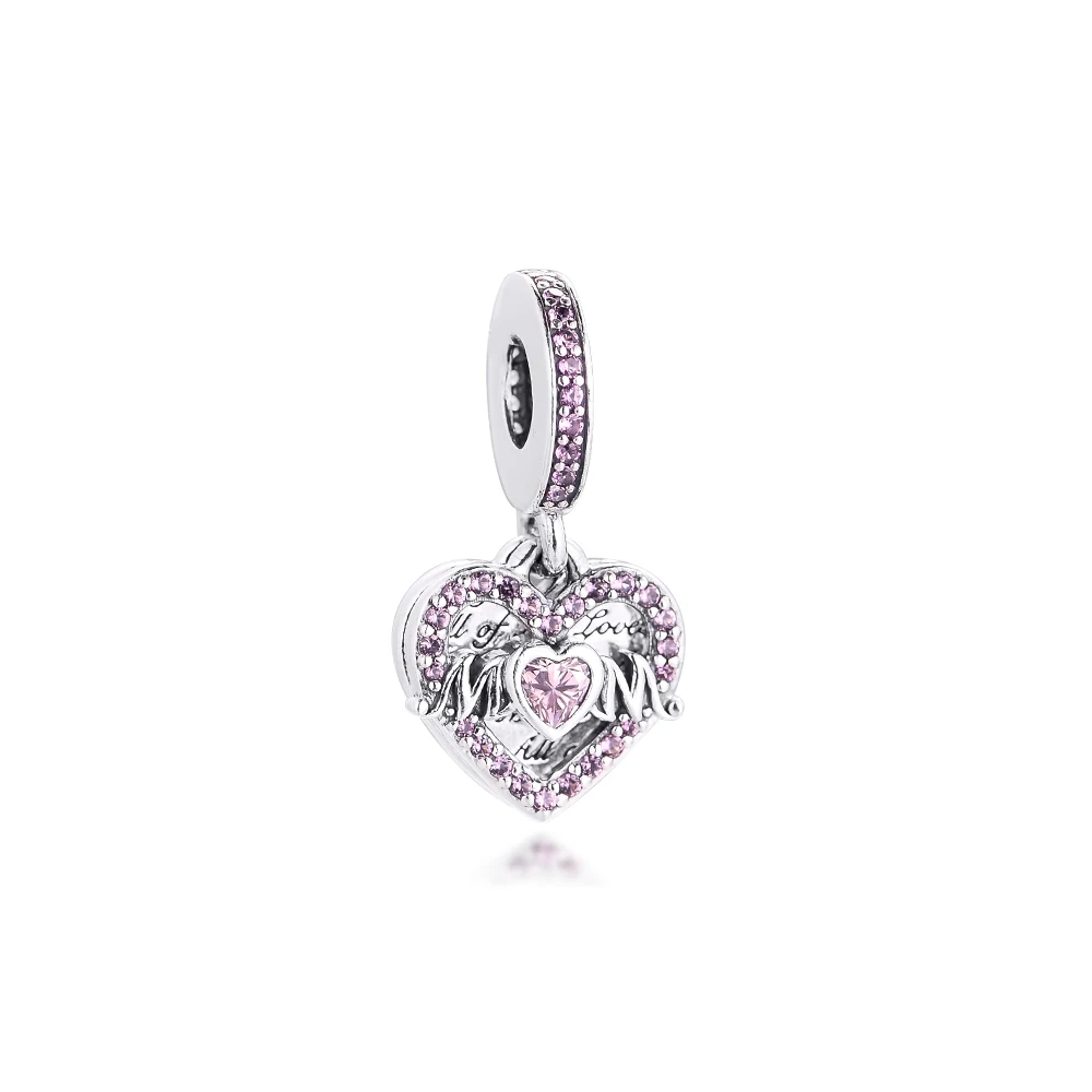 

DIY Fits for Pandora Charms Bracelets Heart & Mum Beads 100% 925 Sterling-Silver-Jewelry Free Shipping