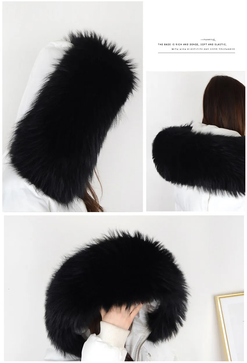 Winter Coat Female Neck Cap Long Warm Genuine Fur Scarf Big Size Neck scarf Fur Collar Real Raccoon Fur Women Scarves L44