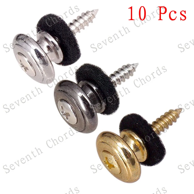 

10 Pcs 3 Colors Mushroom Head Ukulele Bass Guitar Strap Button Strap End Metal Lock Pin Peg