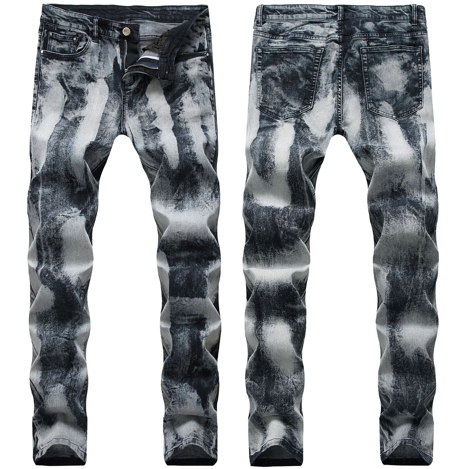 

New arrive men's slim fit sliver gray jeans high quality stone wash distressed street fashion jeans stylish sexy casual jeans;