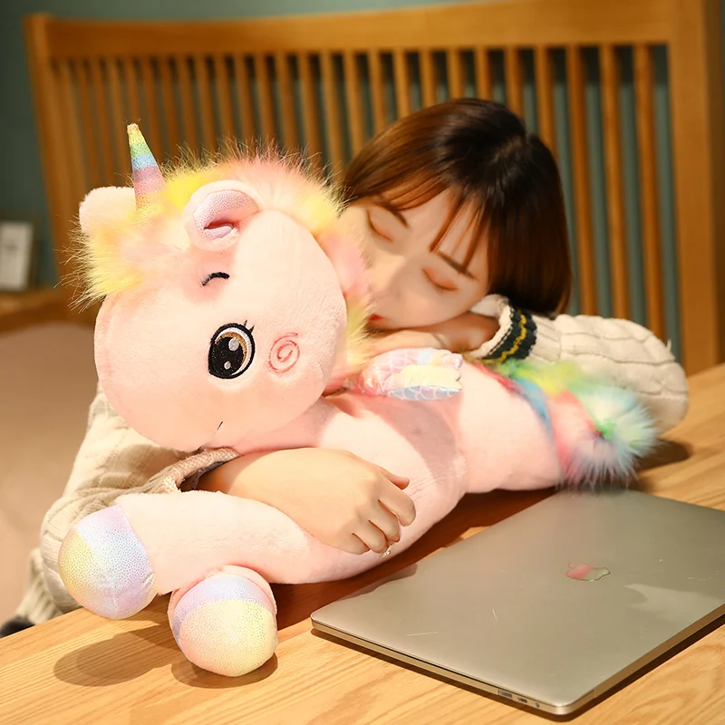 

Hot 1pc 40-75cm Kawaii Lying Rainbow Unicorn Plush Toys Cartoon Animal Dolls for Children Girls Stuffed Toy Birthday Decor Gifts