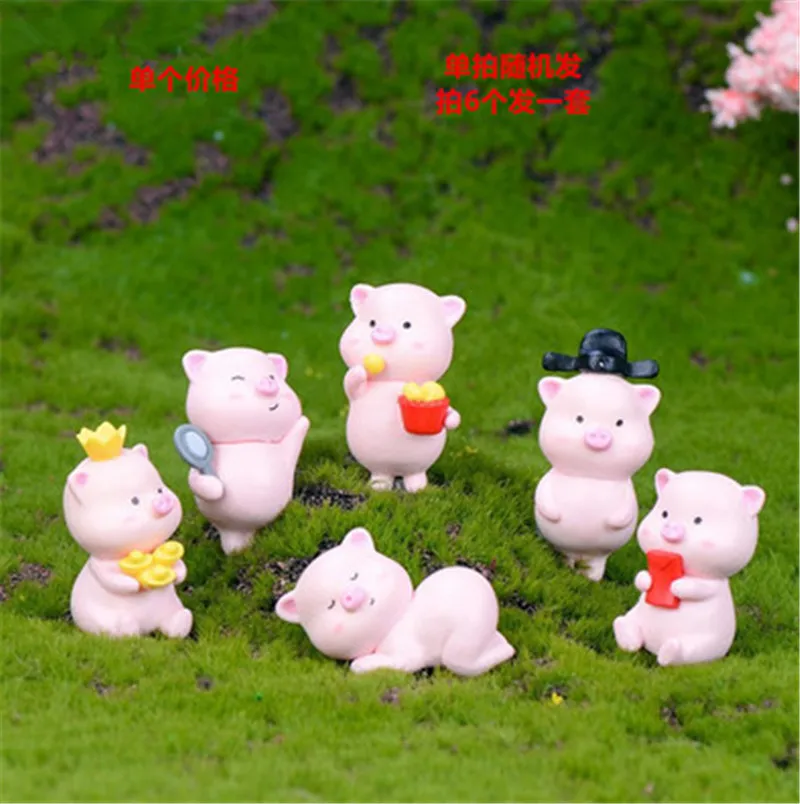 1pcs Miniature mini Cute pig garden figurines fairy house home office desk decoration modern accessories resin miniatures | Дом и сад