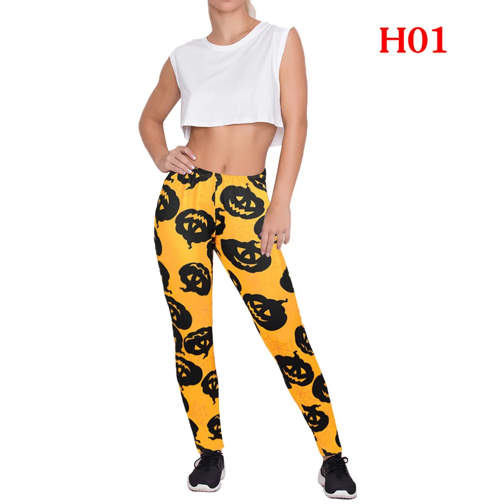 Вечерние женские длинные брюки на Хэллоуин с принтом тыквы паука модные