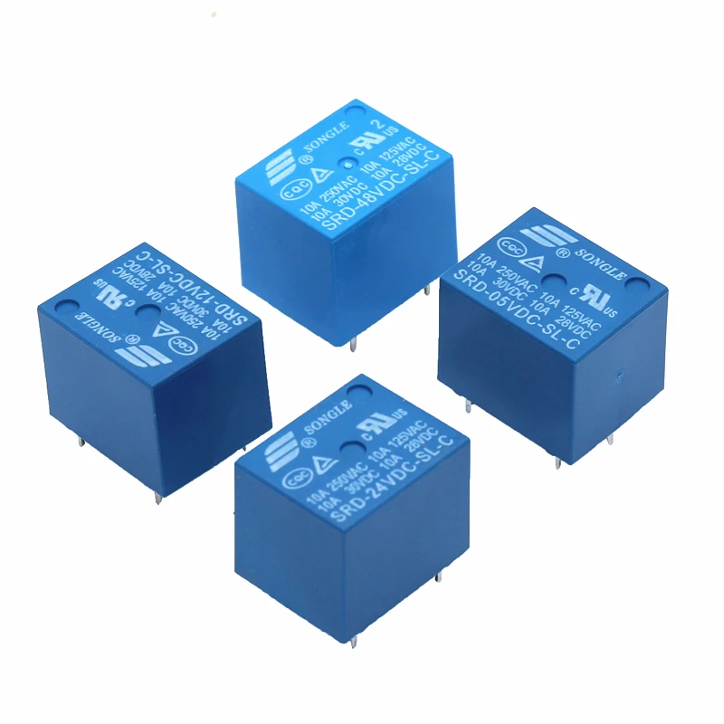 

50 шт. реле SRD-12VDC-SL-C SRD-24VDC-SL-C 12В 24В 48В 10А 250В 5PIN T73