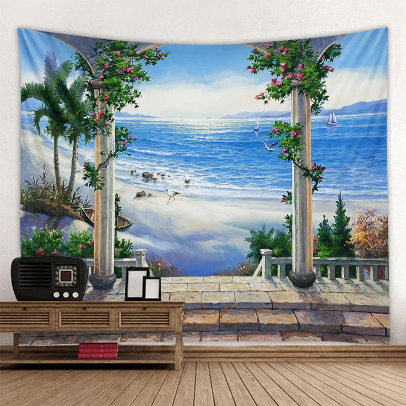 Lingxia красивый пейзаж на балконе печать окошках мягкая и легкая в уходе ткань для