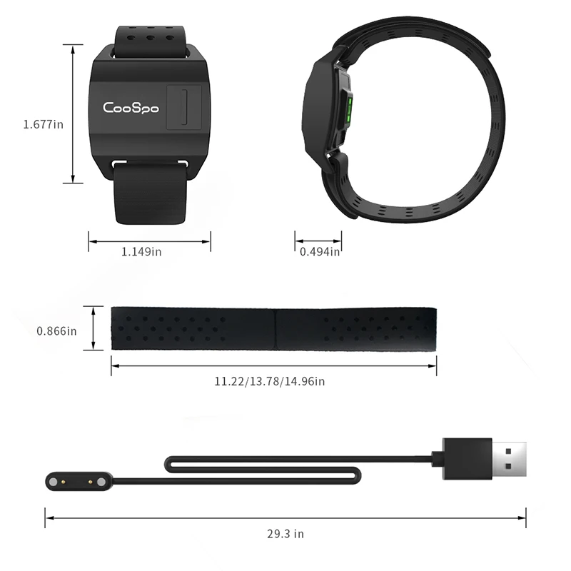 Датчик сердечного ритма CooSpo для велокомпьютера Garmin Wahoo наручный фитнес браслет