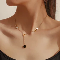unique things retro modern women stainless steel necklace black drip oil titanium steel ring clavicle chain jewelry gift