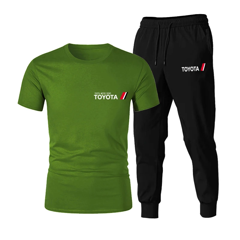 

2021 Men's T-Shirt And Pants SetsSummer Two-Piece Sets Men Tracksuit Print New Fashion Casual Sports Suits Trousers Sports Pants