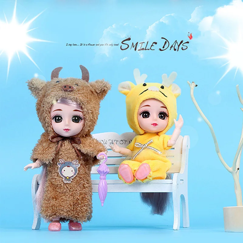 Новый Модный милый плюшевый комплект с животными 16 см мини кукла Bjd одежда наряды