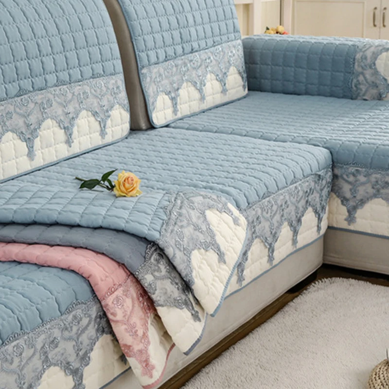 Тканевый Простроченный чехол для дивана гостиной однотонный грязеотталкивающий