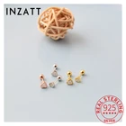 Серьги-гвоздики женские из серебра 925 пробы с цирконием, в форме сердца, 14 к, 1 шт.