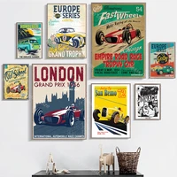 superb cartoon retro cool motor racing posters cover prints vintage cars great gifts canvas painting club boys room home decor