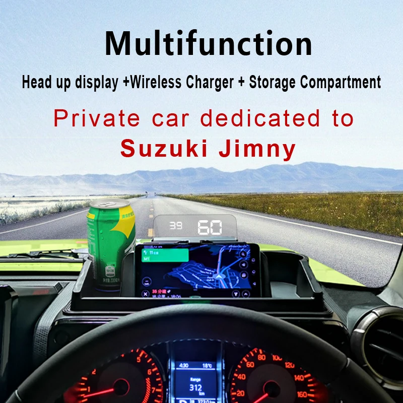 

Jimny 2020 jimny JB64/JB74 Mobile Phone Holder with 10W Wireless Charger and Head-Up Display function