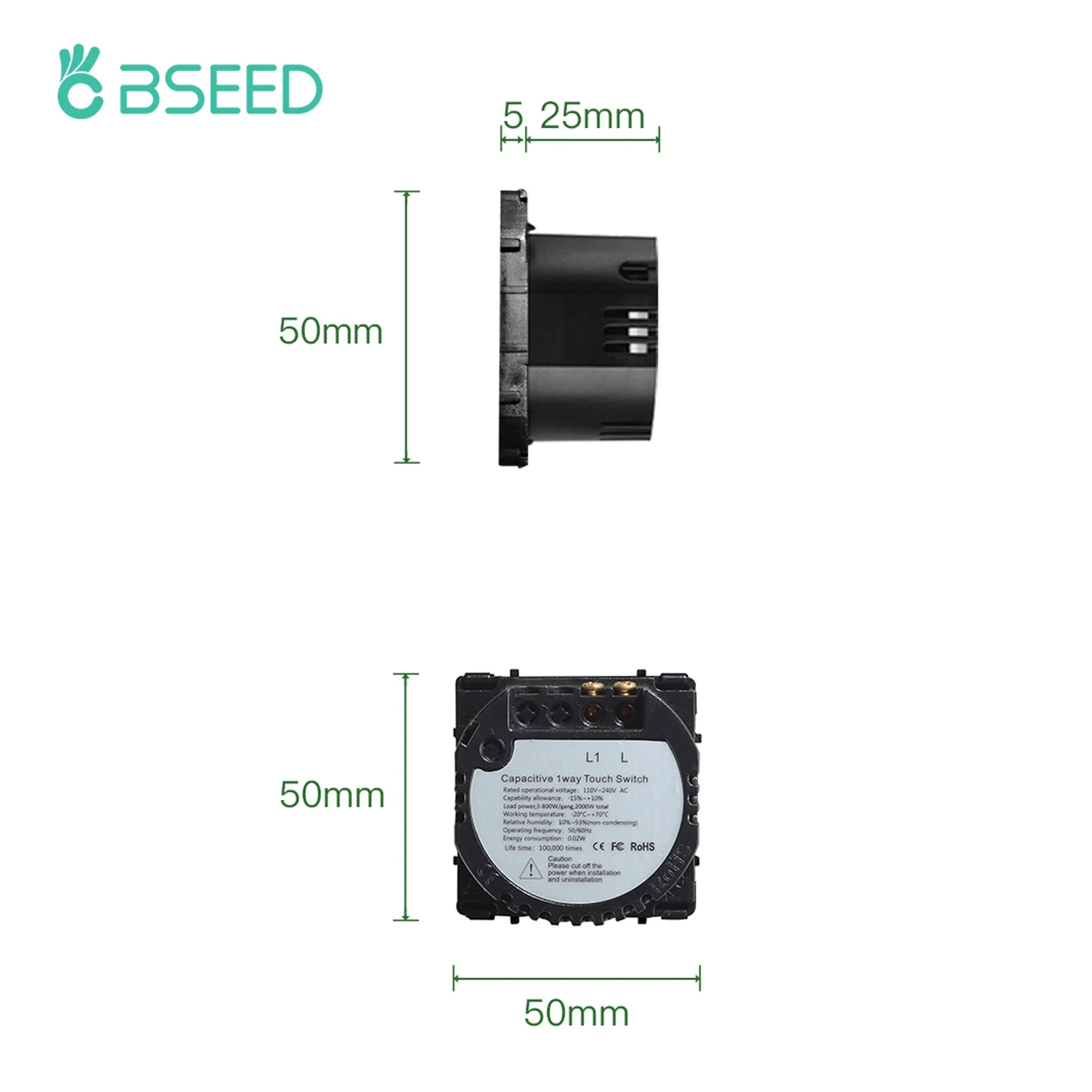 Bseed EU Russia Standard 86mm 157mm Pearl Crystal Glass Single Panel Black Wall Touch Switch Base DIY Part Home Improvement |