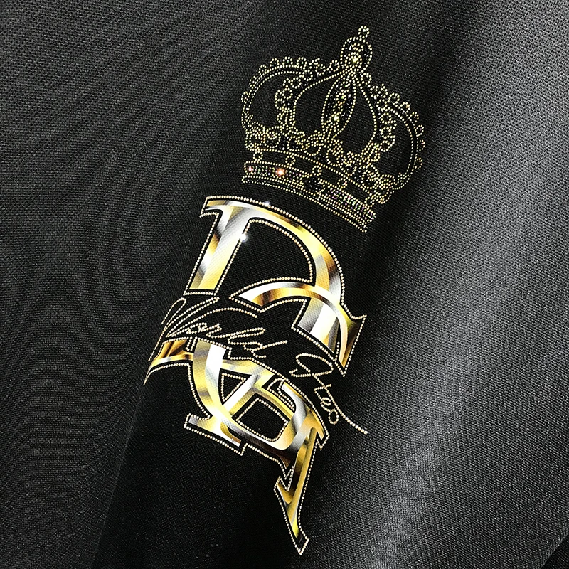 

Autumn 2020 men's sweater leisure sports suit crown laser bead letter hot drill long sleeve pants handsome two piece men's set