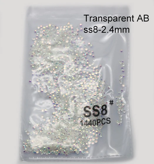 ss8 transparent AB 1440 шт стеклянные 3D Стразы для дизайна ногтей драгоценные камни для украшения ногтей хрустальные стразы AB Камни SS3-SS10 - Цвет: ss8 transparent AB