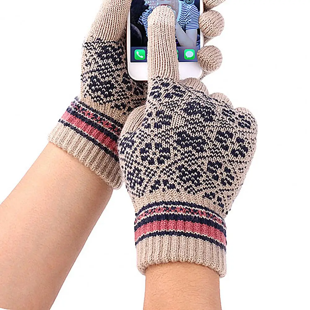 

Women Winter Warm Vintage Pattern Acrylic Knitted Woolen Hat scarf and glove sets women