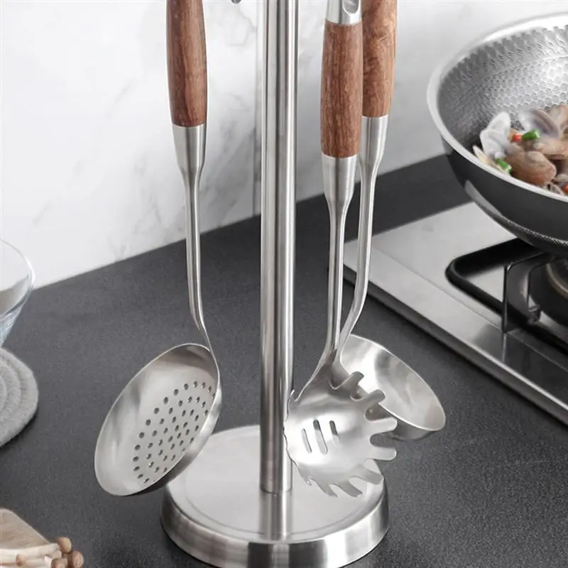 

1pc Cooking Utensils Organizer Rack Practical Kitchen Storage Rack with 6 Hooks