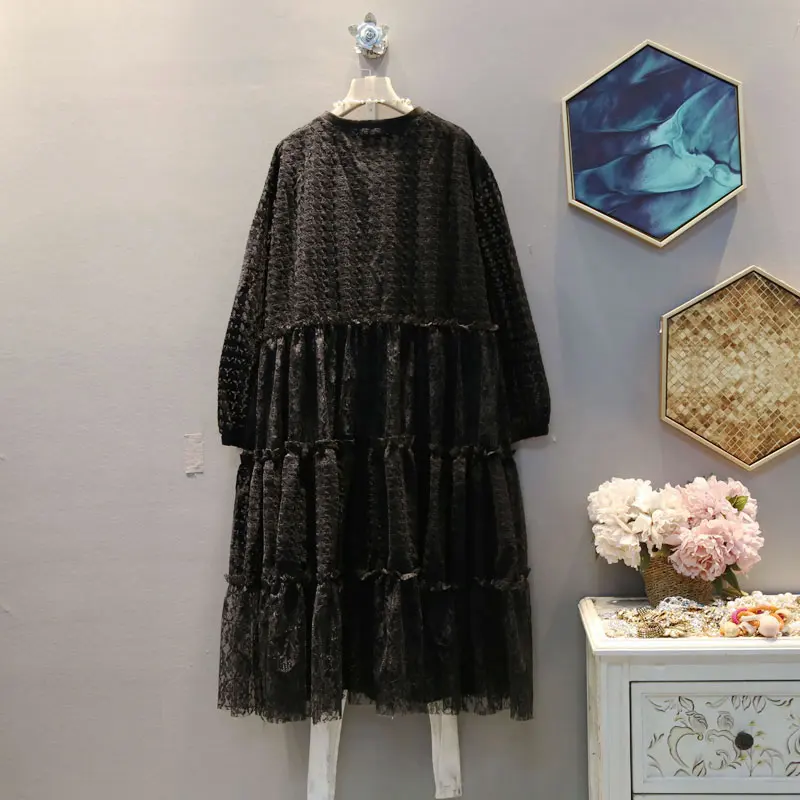 XITAO винтажное кружевное платье с подолом женская мода новый пуловер маленький