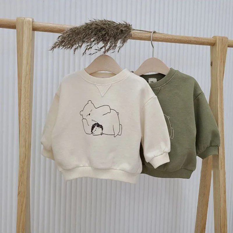 

Sweater baby lazy bear boy cute cartoon casual round neck pullover autumn clothes