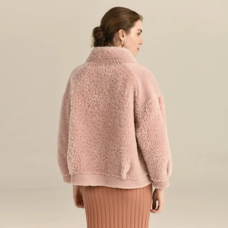 Пальто из натурального меха женская зимняя розовая кожаная куртка 2021 корейские