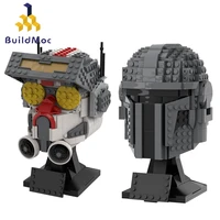 buildmoc space wars team 99 clone army bad batchs tech helmet statue mandalorians action figures set building blocks toys gift
