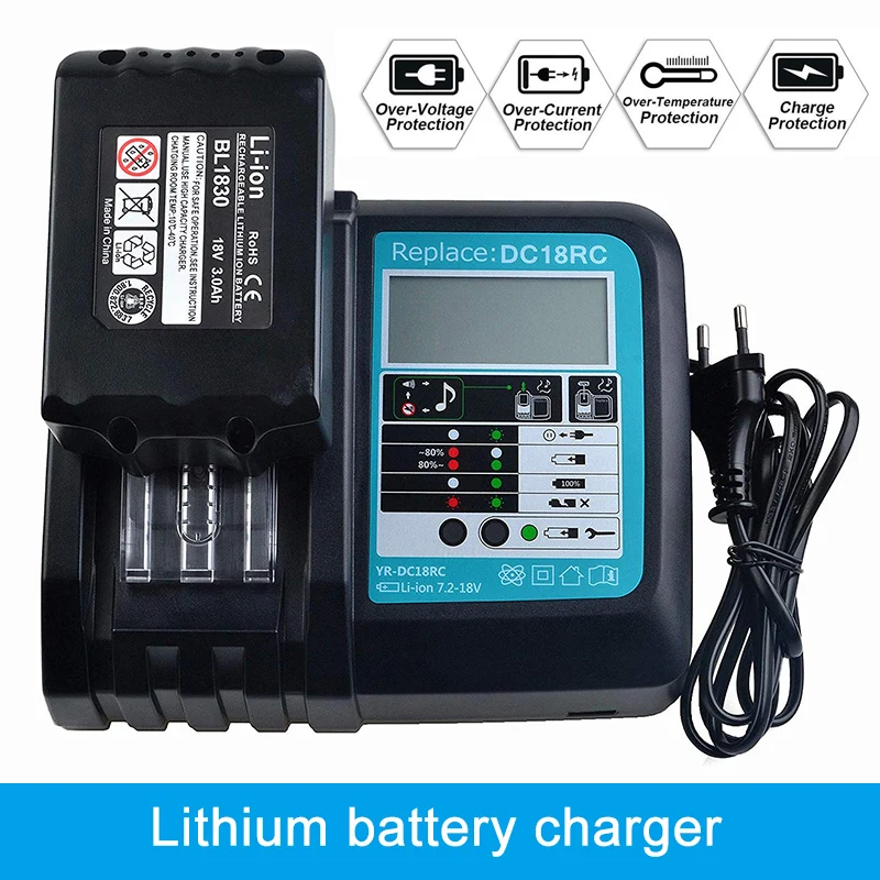 Зарядное устройство для литий-ионных аккумуляторов 3 А Makita 14 4-18 в DC18RC DC18RA с